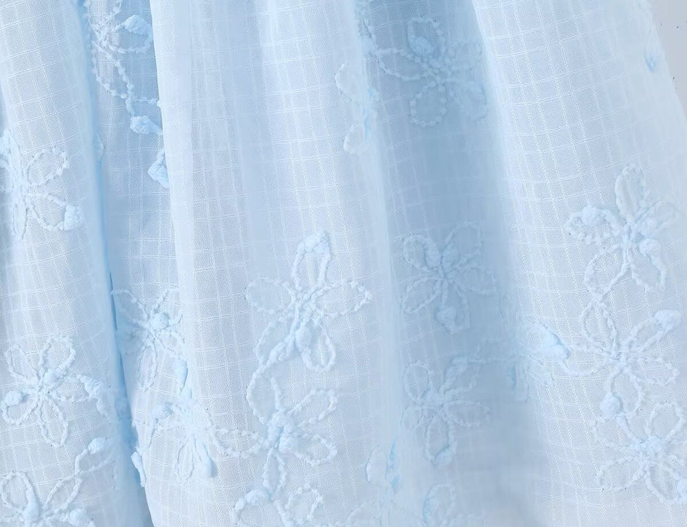 Spring Korean White Embroidered Strap Dress Women Spring A line Dress