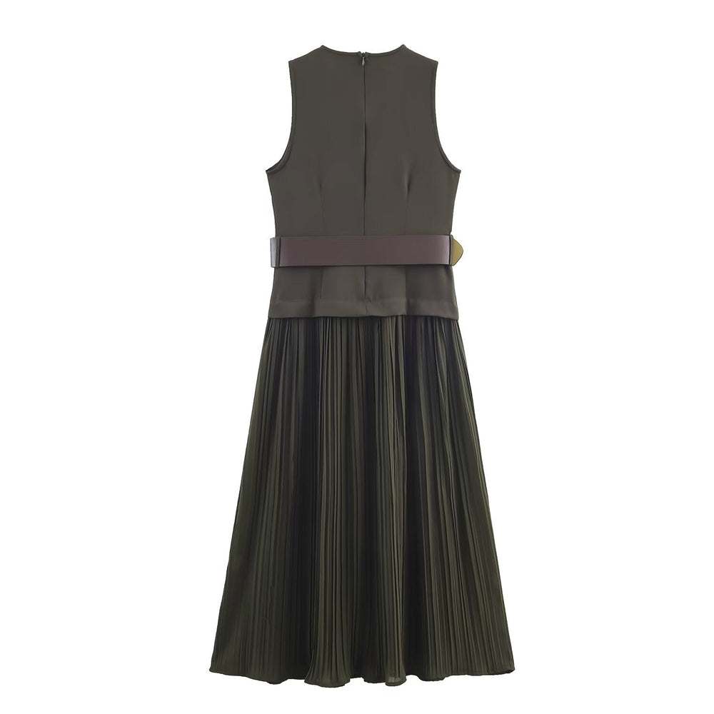 Women Clothing with Belt Stitching Dress