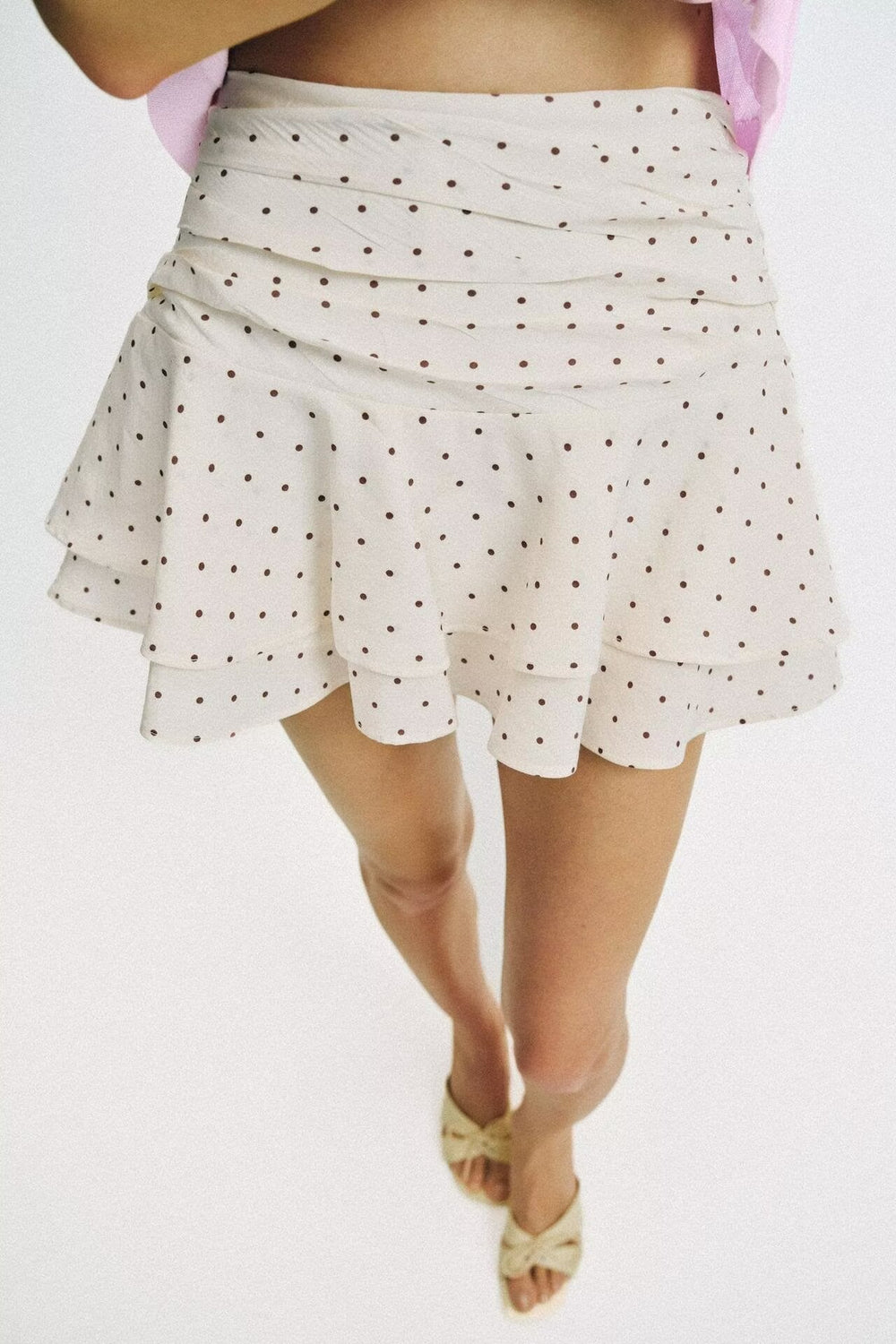 Women Clothing Summer Girl Sweet Polka Dot Laminated Decoration Culottes