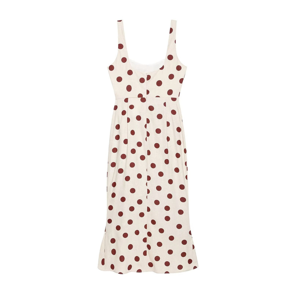 Summer Women Sexy Polka Dot Sleeveless Strap Dress
