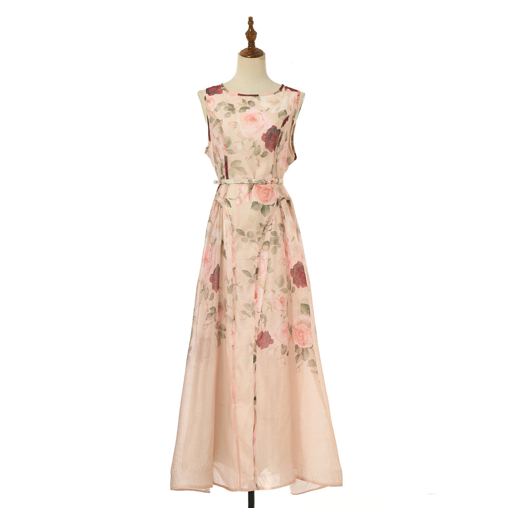 Woman Elegant French Style Sleeveless A Line Long Dress