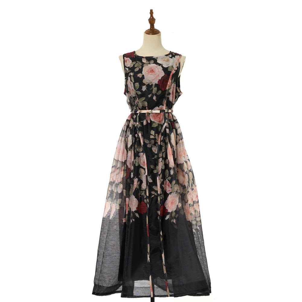 Woman Elegant French Style Sleeveless A Line Long Dress