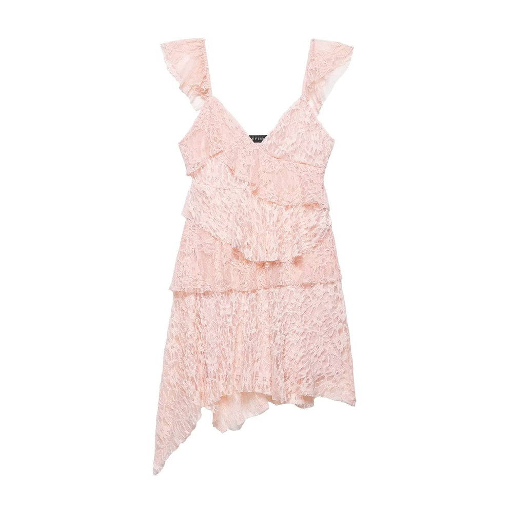 Women Clothing Laminated Decoration Lace Dress