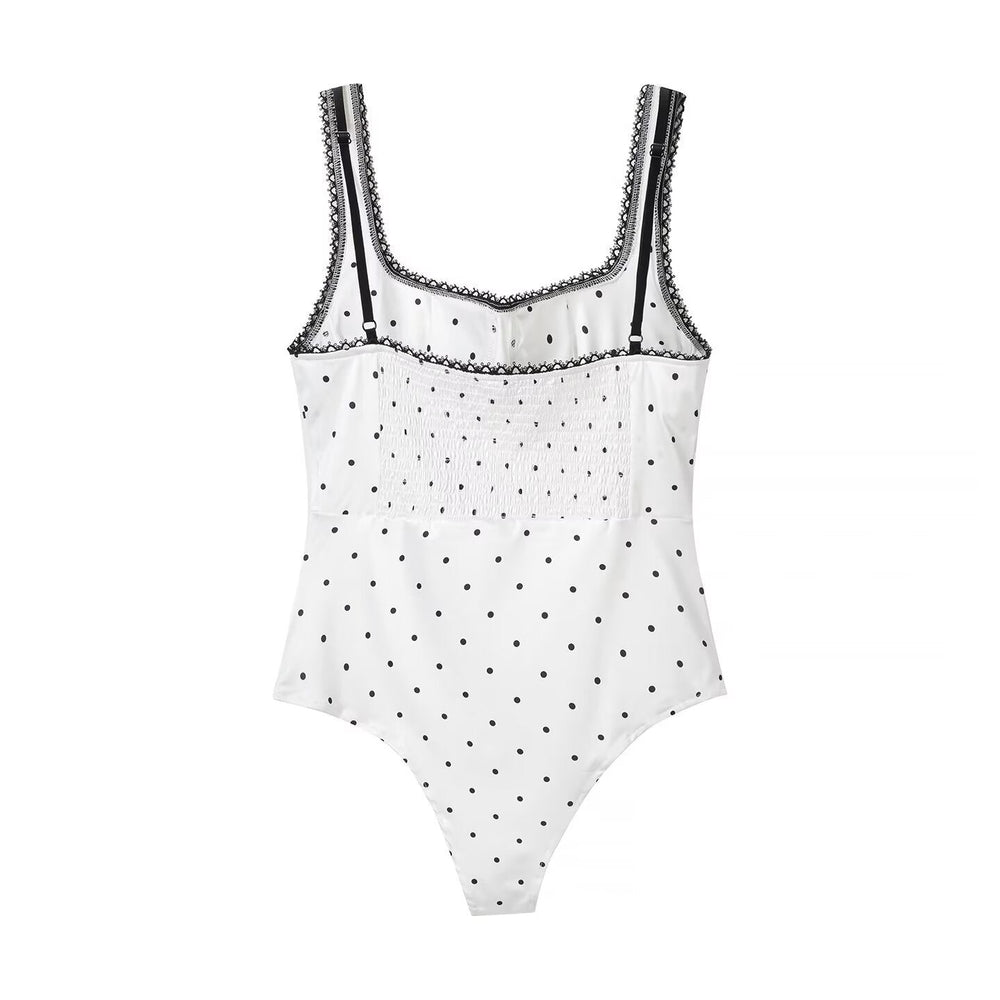 Women Clothing Gentle Sleeveless Stylish Simple Polka Dot Lace Sling Jumpsuit