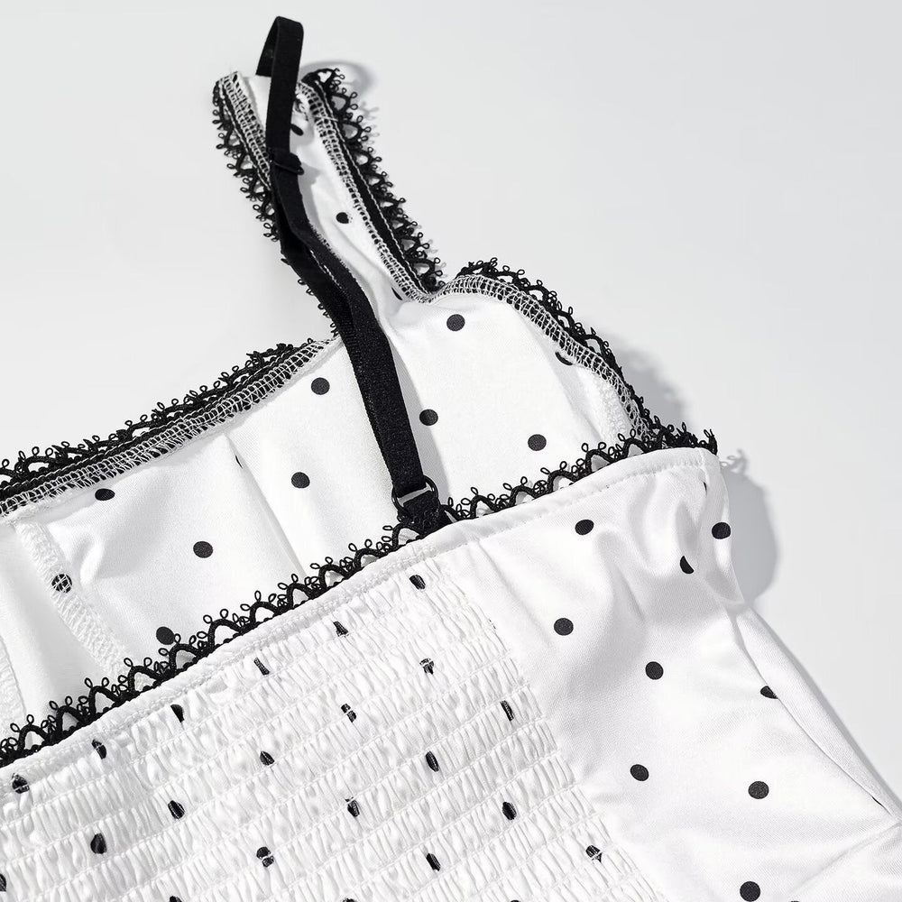 Women Clothing Gentle Sleeveless Stylish Simple Polka Dot Lace Sling Jumpsuit