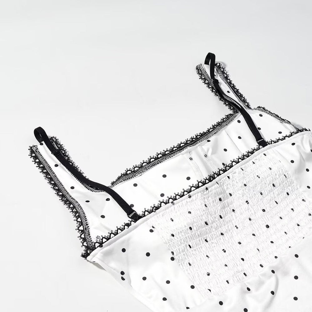 Women Clothing Gentle Sleeveless Stylish Simple Polka Dot Lace Sling Jumpsuit