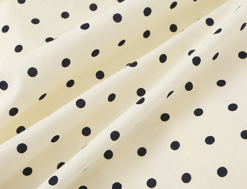 Polka Dot Camisole Women Summer Retro Elegant Lace Stitching Tied Cinched Sleeveless Dress
