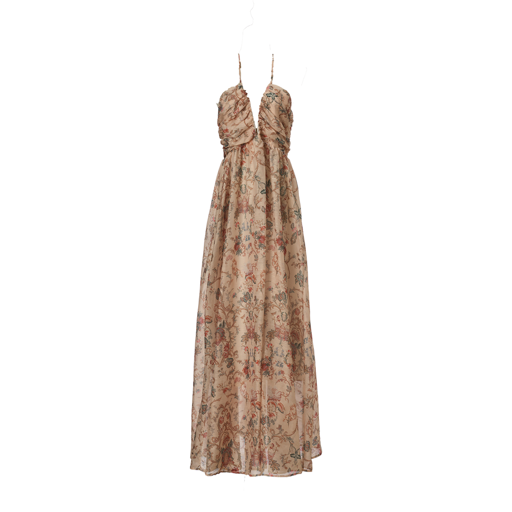 Women Summer Printed Halter Neck Strapless Dress