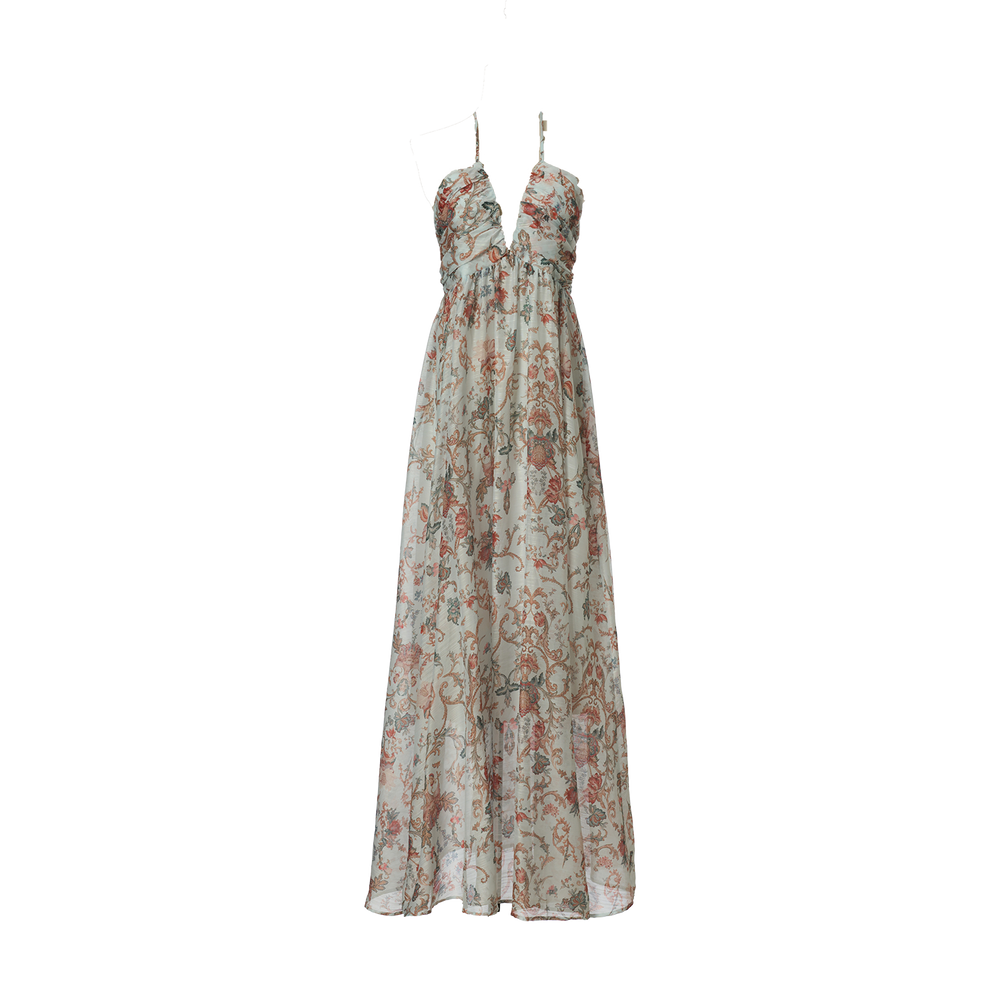 Women Summer Printed Halter Neck Strapless Dress