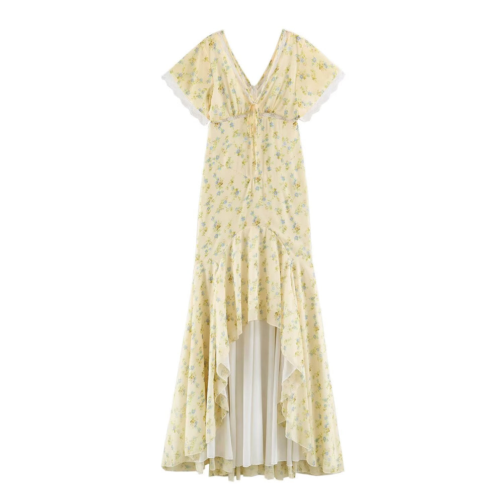 Women Clothing French Floral Lace Slim Fit Long Hip Dress
