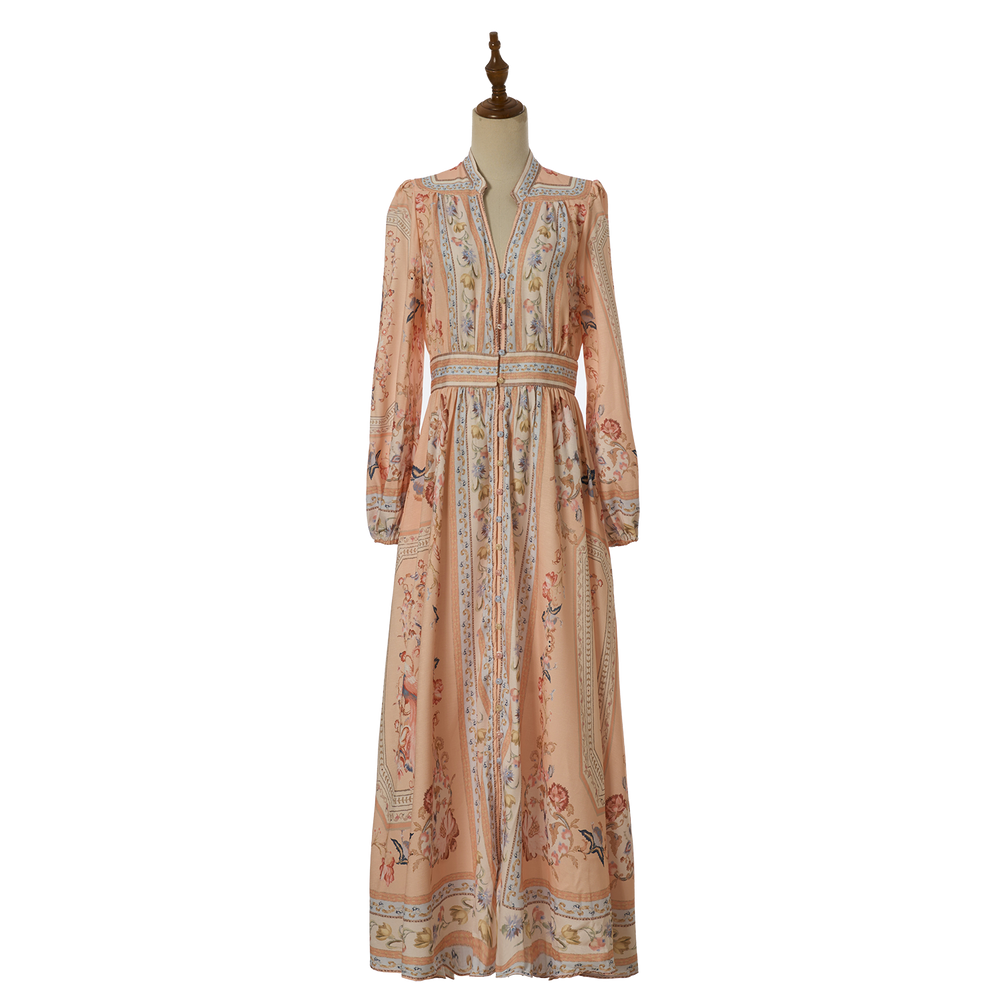 Women Summer Retro Print Shirt Dress