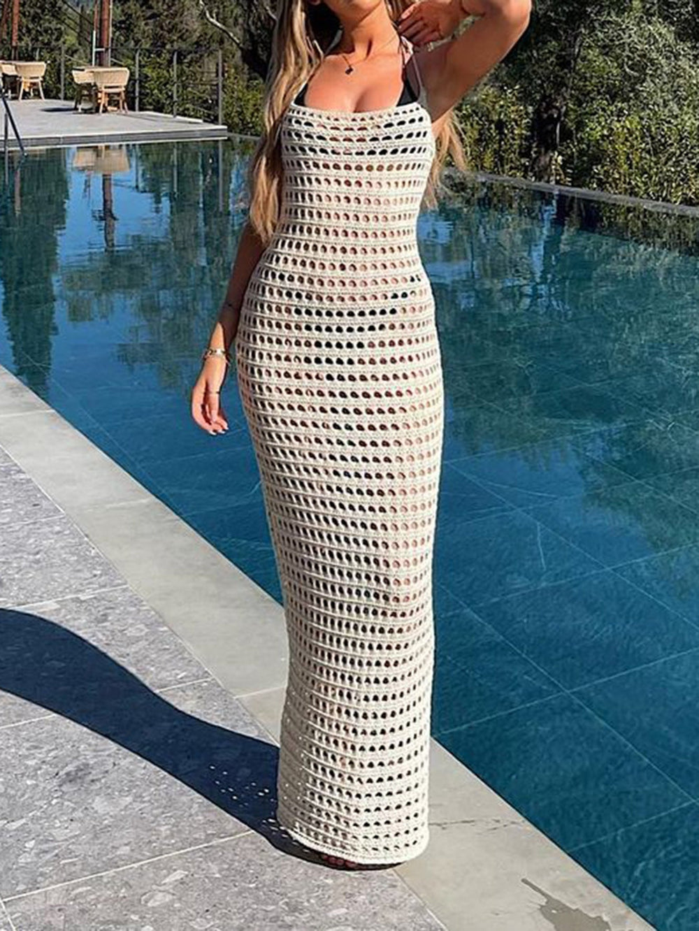 Women Clothing Spring Summer Woolen Hollow Out Cutout Dress