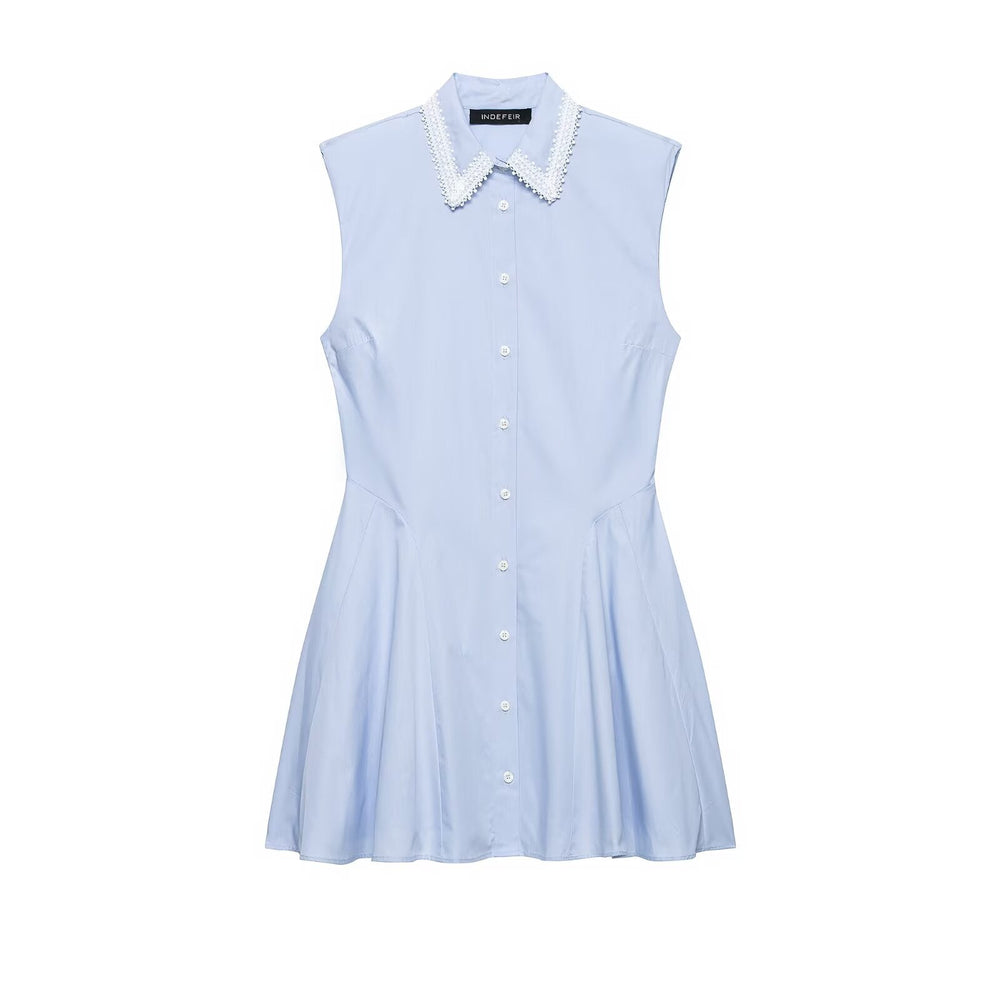 Women Clothing Western Shirt Padded Shoulder Dress