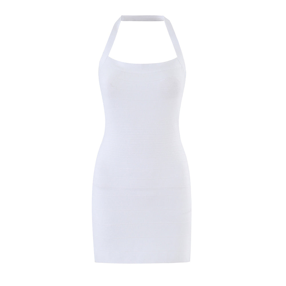 Casual Five Color Halter Backless Skinny Sheath Dress