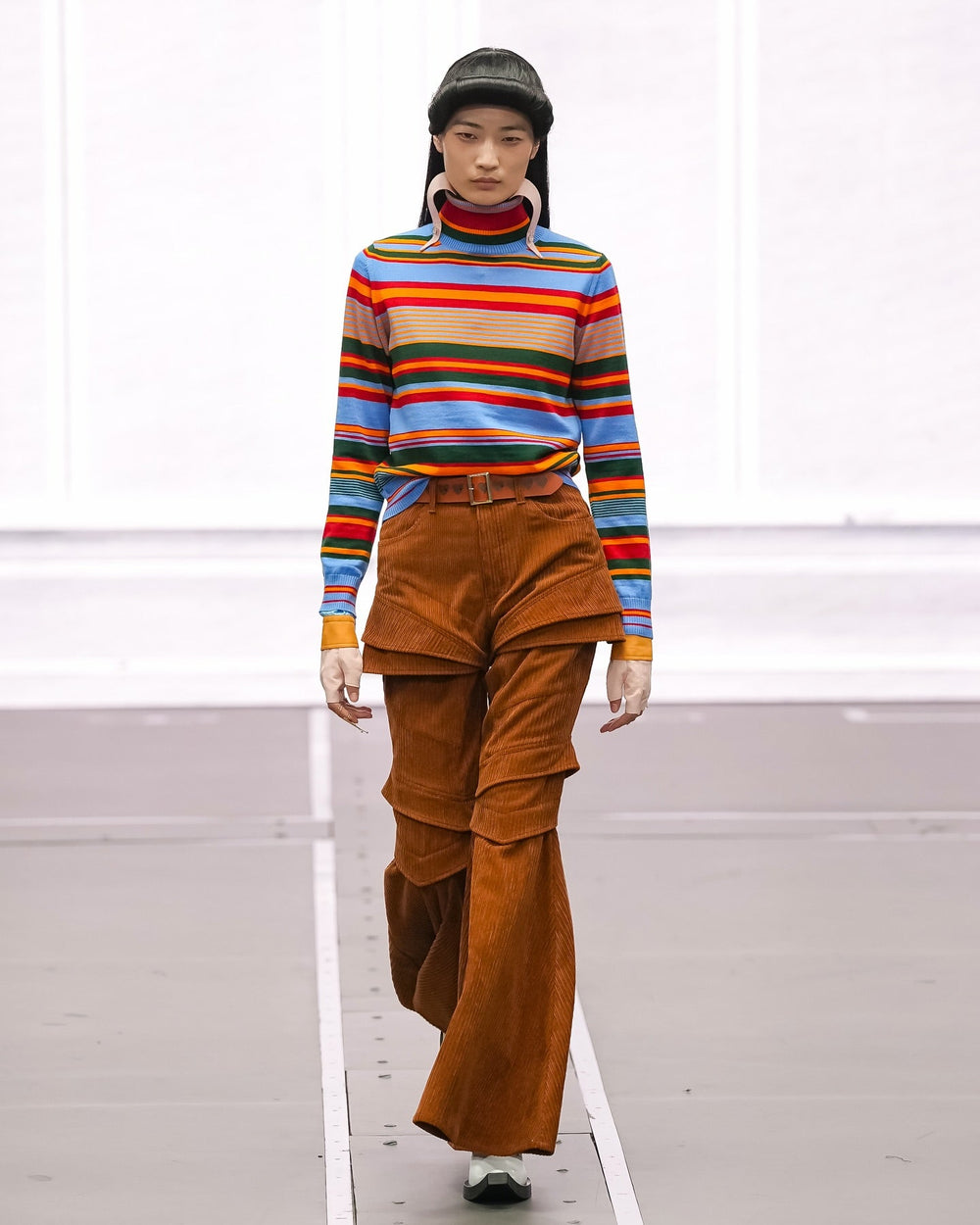 Autumn Winter Contrast Color Turtleneck Pullover Slim Fit Top Contrast Color Striped Sweater Sweater Women