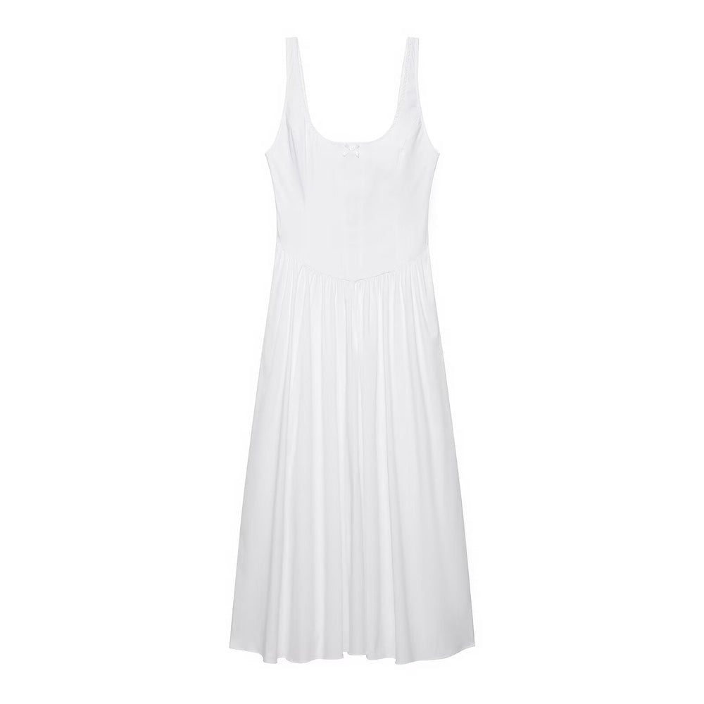 Women Clothing Summer Casual round Neck Sleeveless Strap Maxi Dress