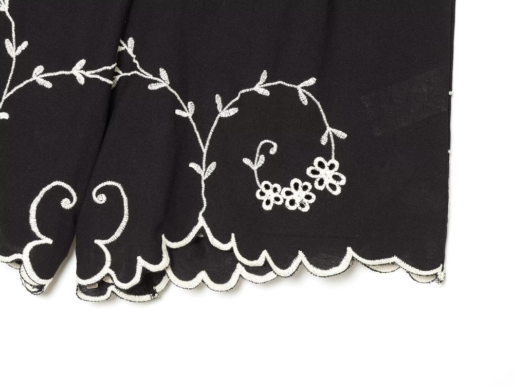 Summer Blended Embroidered Top Casual Shorts Sets