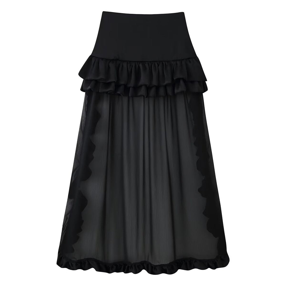 Women Clothing Summer Multi Layer Ruffled Long Trailing Skirt