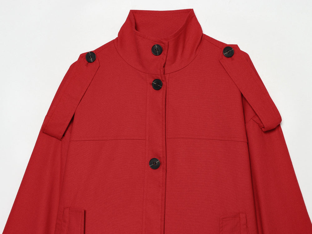 Women Clothing Simple Loose Single Breasted Casual Long Sleeve Stand Collar Coat