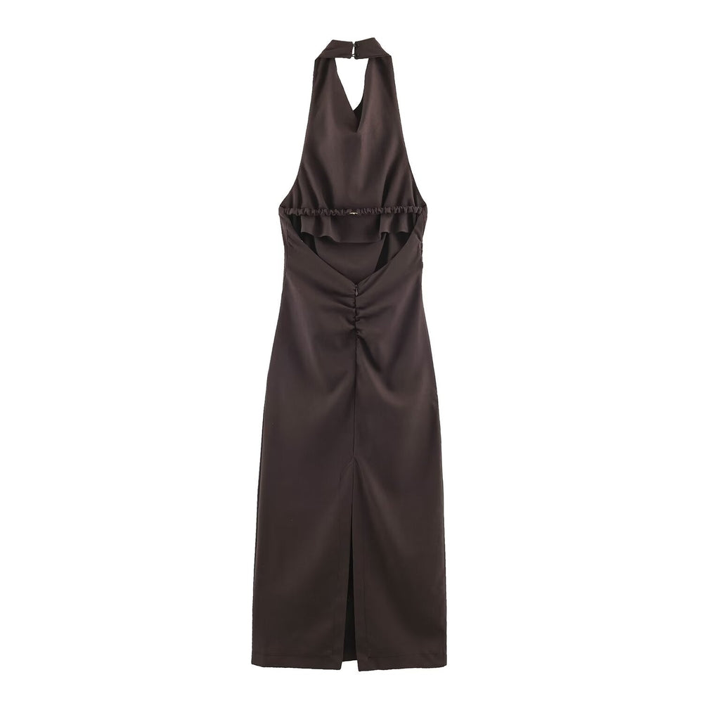 Women Clothing Summer Halter Backless Midi Dress