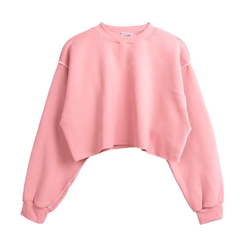 Fleece Lined Long Sleeved Fitness Yoga Wear Top Sports Cropped Short Sweatshirt Women
