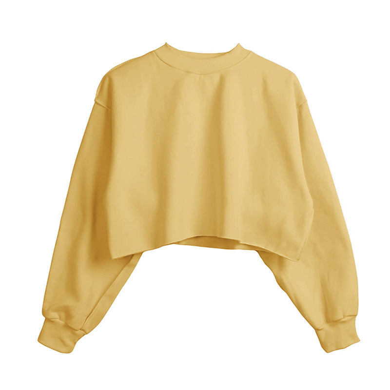 Fleece Lined Long Sleeved Fitness Yoga Wear Top Sports Cropped Short Sweatshirt Women