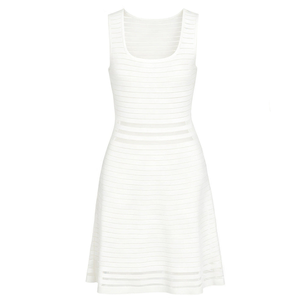 Summer Fashionable Knitted Heavy Industry Slim Slimming Sleeveless Dress for Women