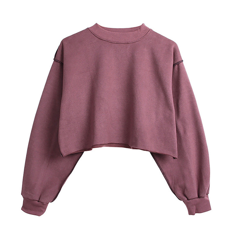 Fleece Lined Long Sleeved Fitness Yoga Wear Top Sports Cropped Short Sweatshirt Women