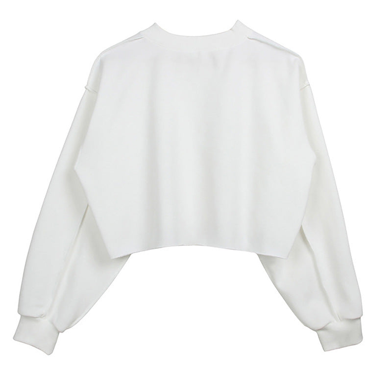 Fleece Lined Long Sleeved Fitness Yoga Wear Top Sports Cropped Short Sweatshirt Women