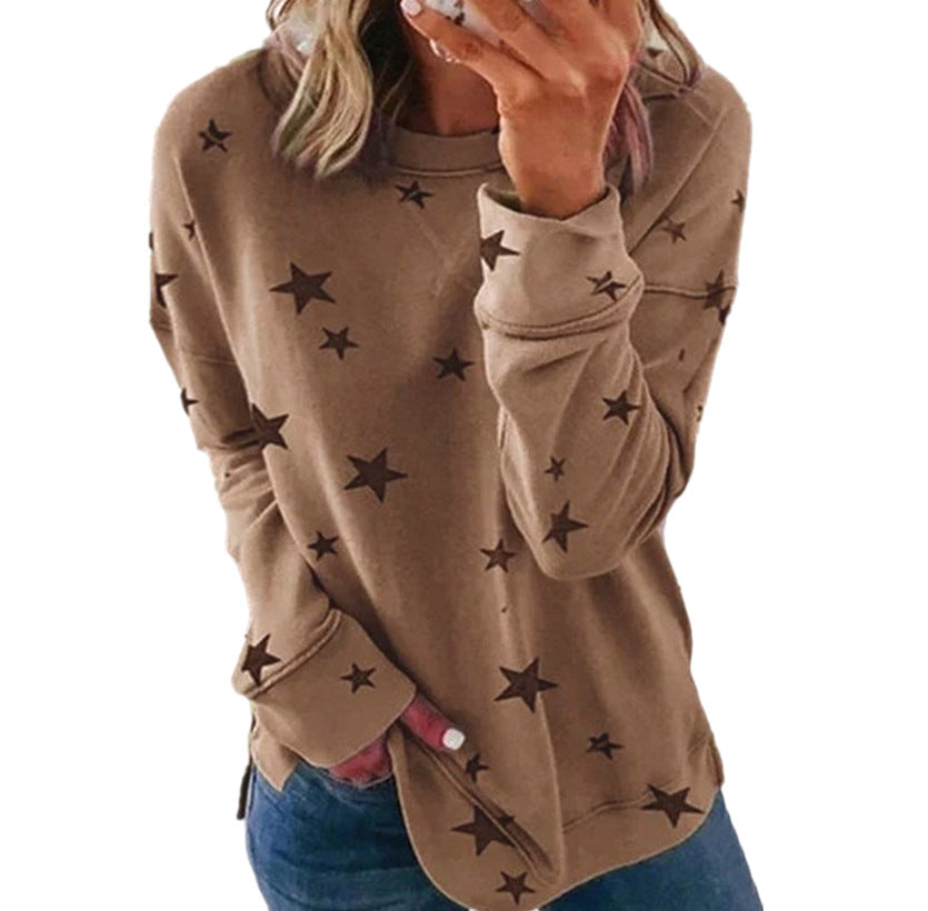 Autumn Winter Women Clothing Loose Oversized Long Sleeves T-shirt Printed Sweater
