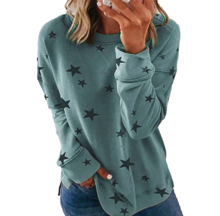Autumn Winter Women Clothing Loose Oversized Long Sleeves T-shirt Printed Sweater