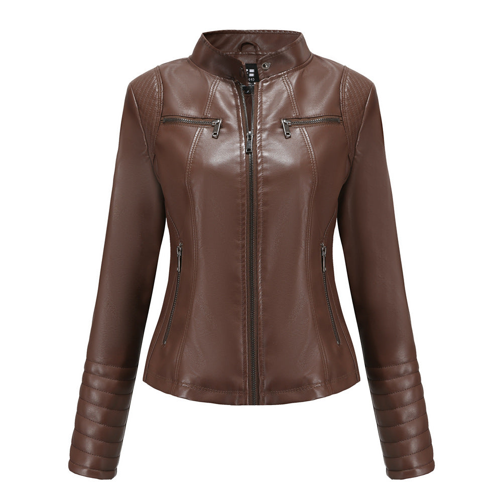 New Women Leather Clothing Women Spring Autumn Thin Motorcycle Clothing Size Leather Coat Short Chic Women Jacket