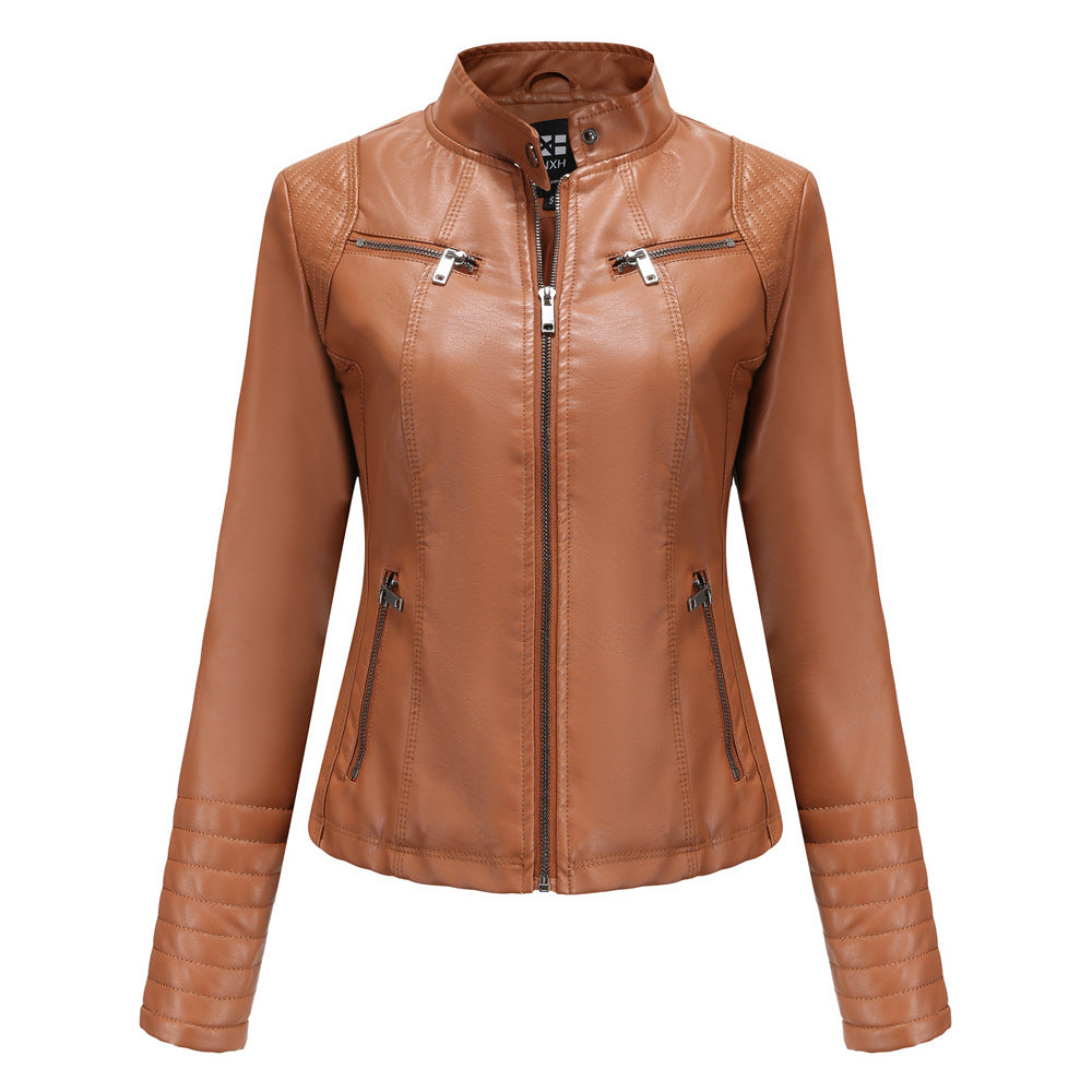 New Women Leather Clothing Women Spring Autumn Thin Motorcycle Clothing Size Leather Coat Short Chic Women Jacket