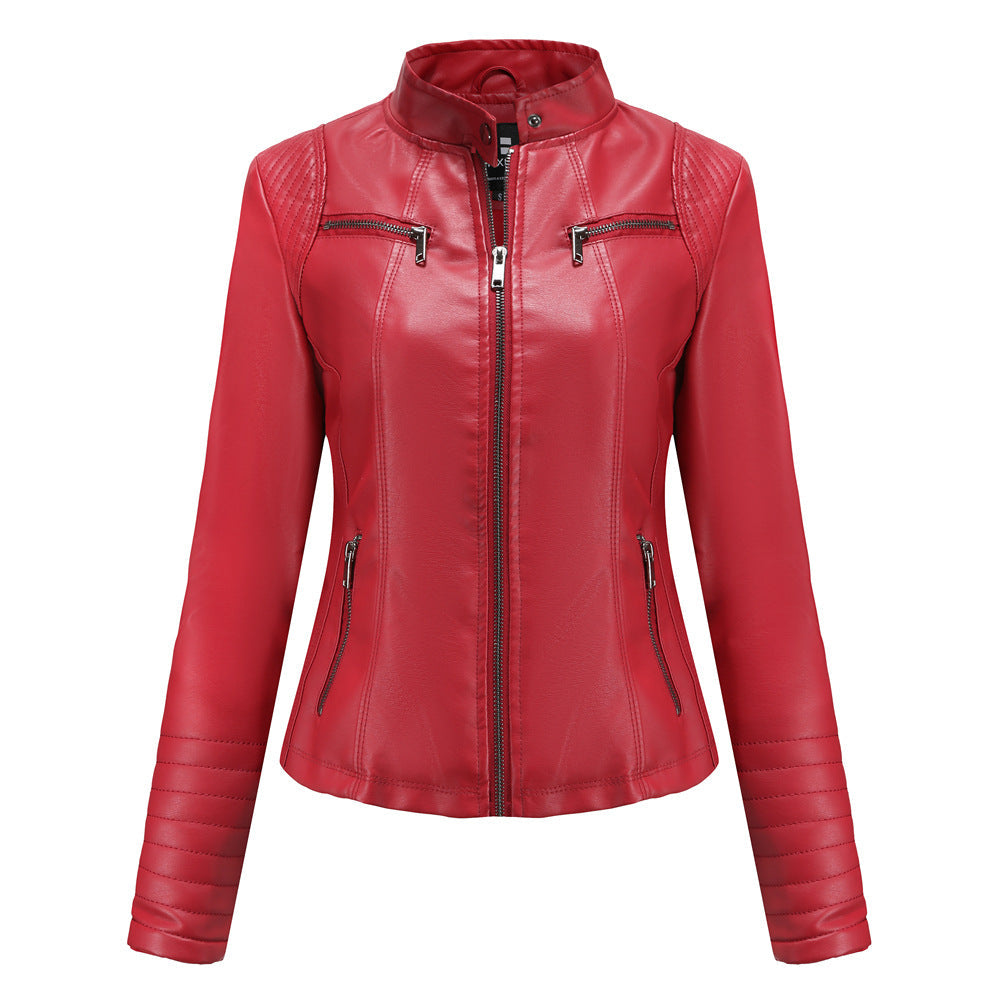 New Women Leather Clothing Women Spring Autumn Thin Motorcycle Clothing Size Leather Coat Short Chic Women Jacket