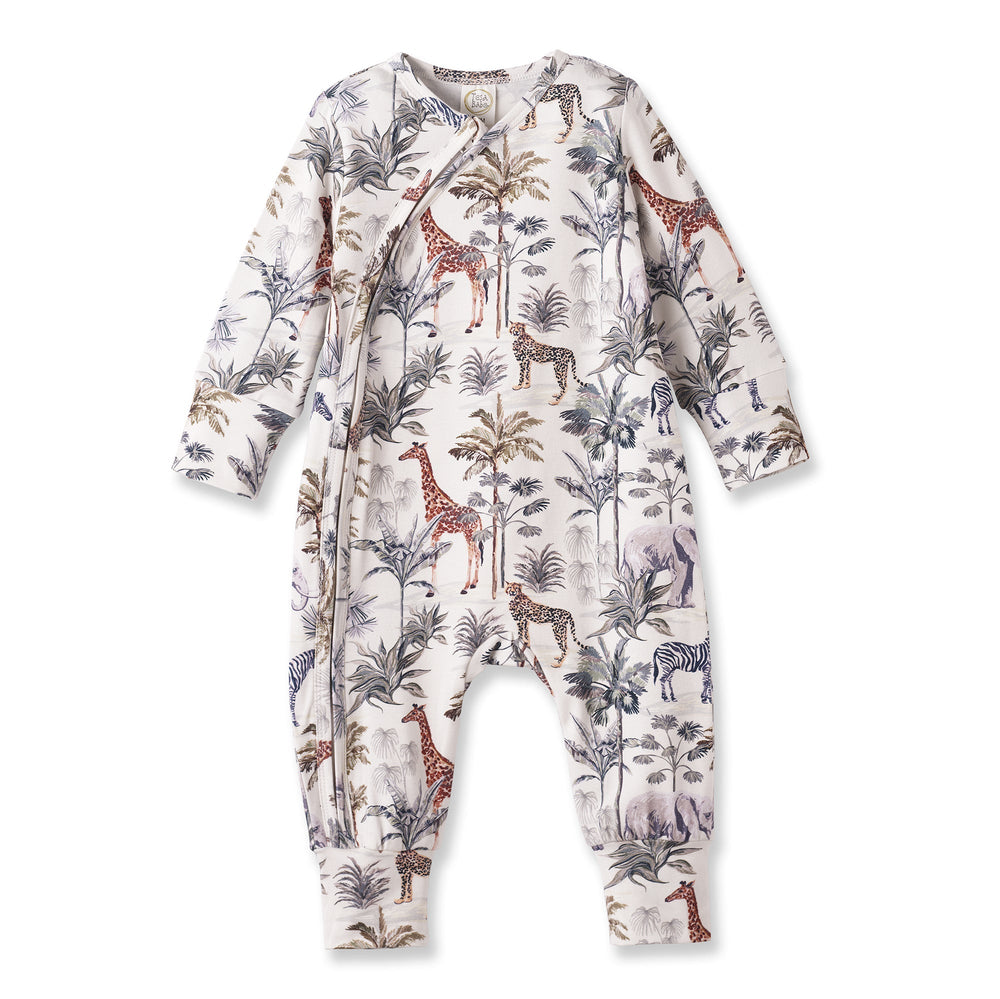 Jungle Safari Bamboo Zipper Romper with Convertible Cuffs Tesa Babe