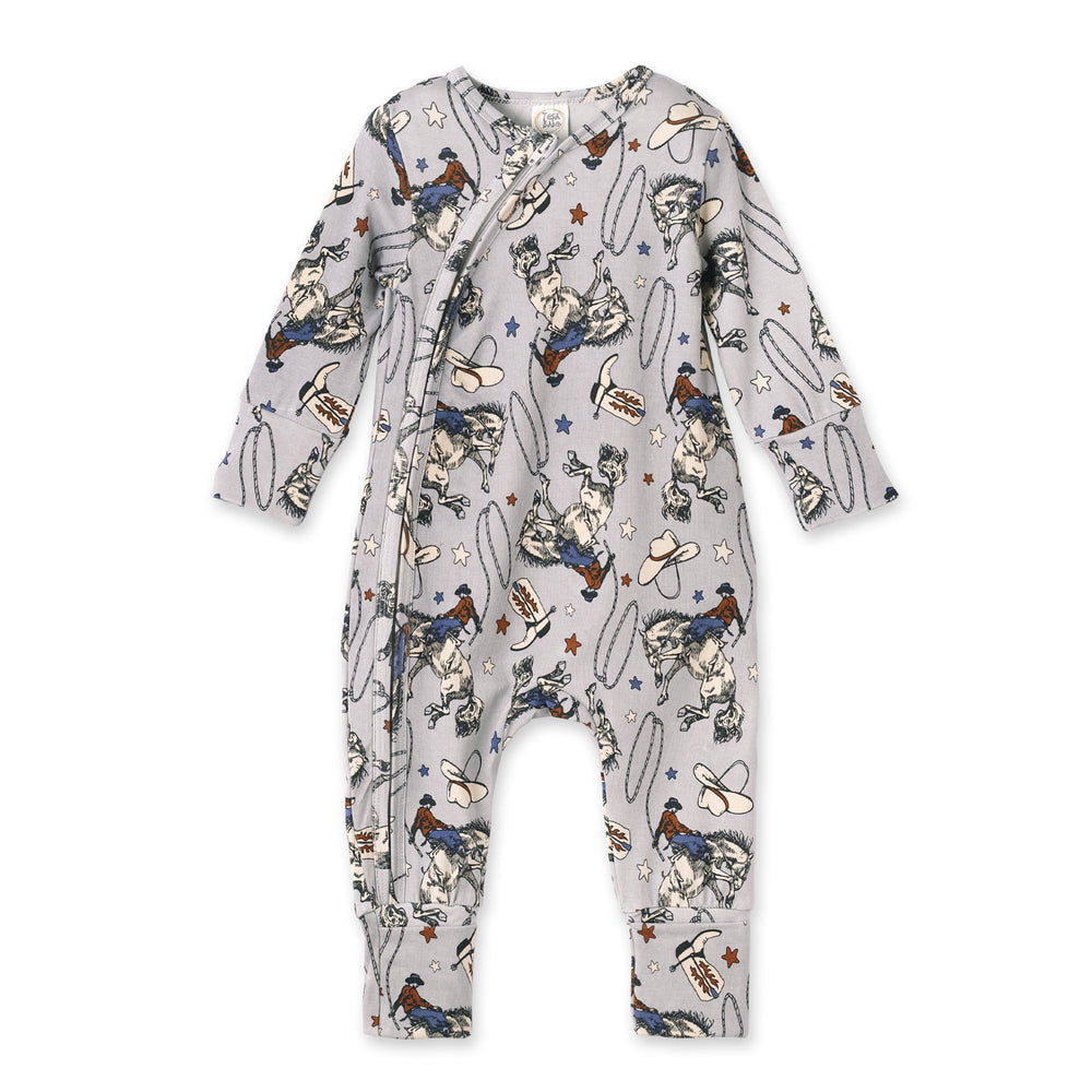 Western Cowboy Rodeo Zipper Baby Romper - Bamboo Convertible Tesa Babe