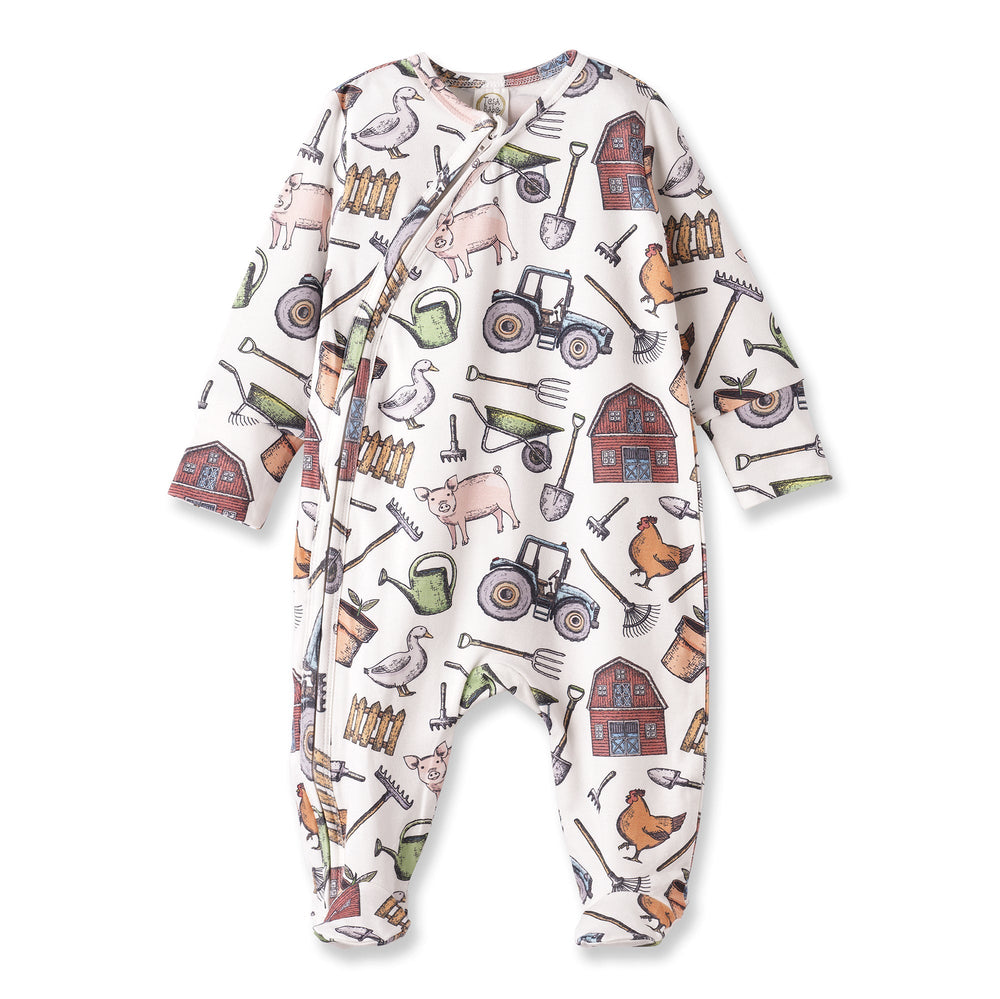 Farmer's Market Baby Zipper Romper – Soft Bamboo One-Piece Tesa Babe