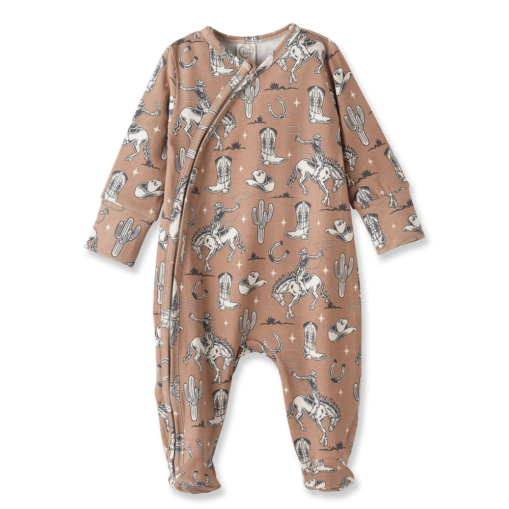 Wild Wrangler/Brown Western Baby Boy Bamboo Zipper Romper Tesa Babe
