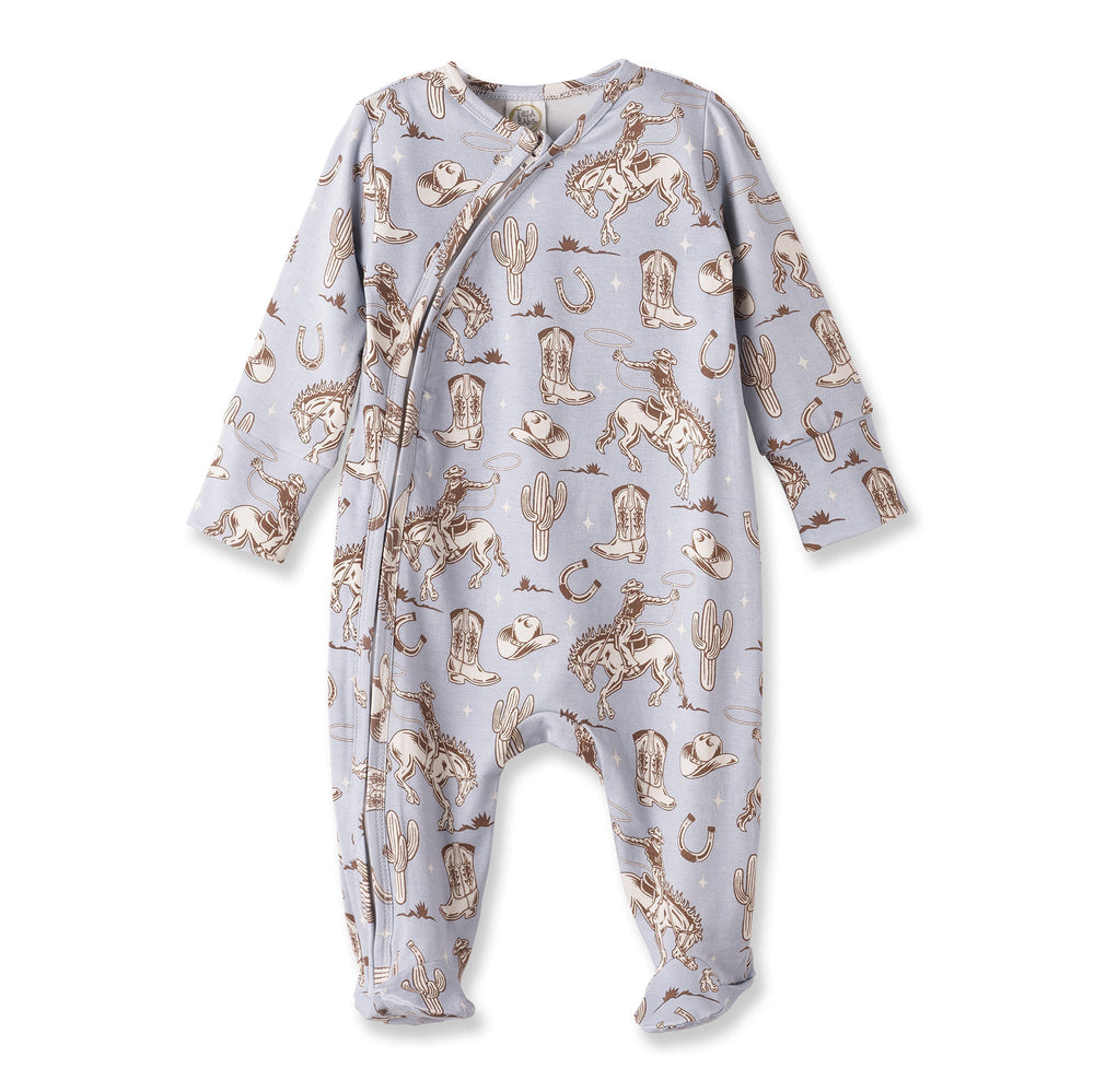 Wild Wrangler/Blue Western Baby Boy Bamboo Zipper Romper Tesa Babe