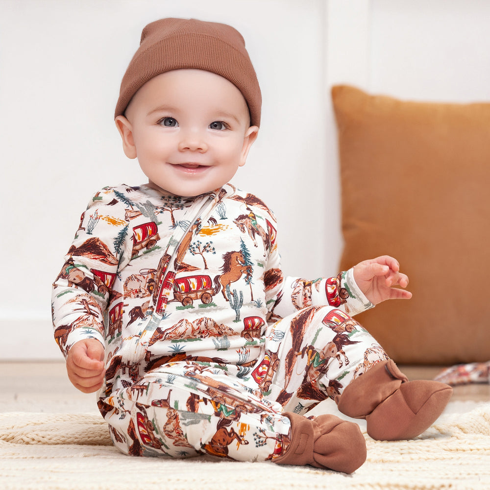 Cowboy Baby Zipper Romper - Bamboo Western Spirit Outfit Tesa Babe