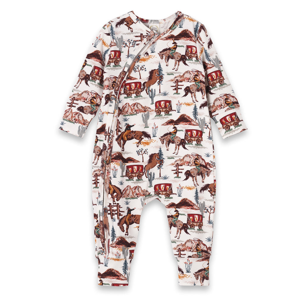 Cowboy Baby Zipper Romper - Bamboo Western Spirit Outfit Tesa Babe
