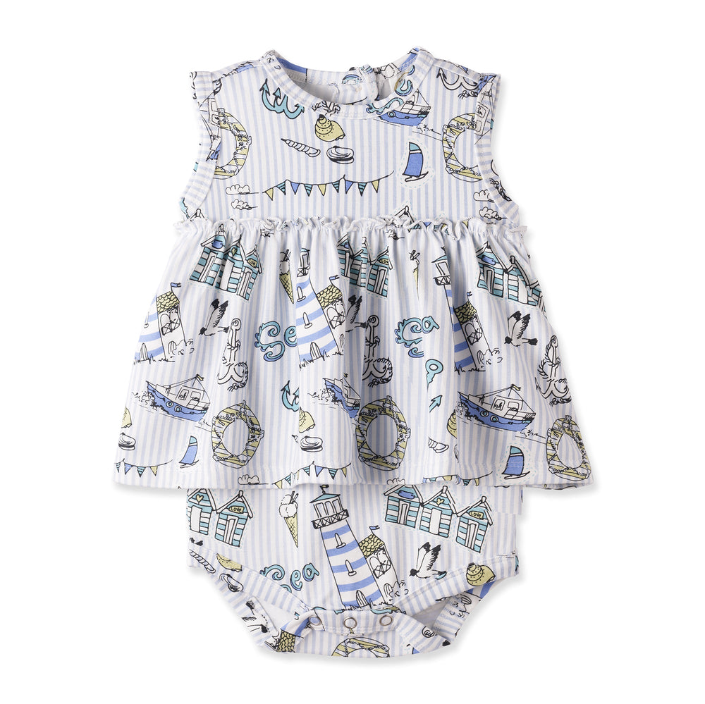 Seashore Skirted Bodysuit – Bamboo Baby Girl One-Piece Tesa Babe