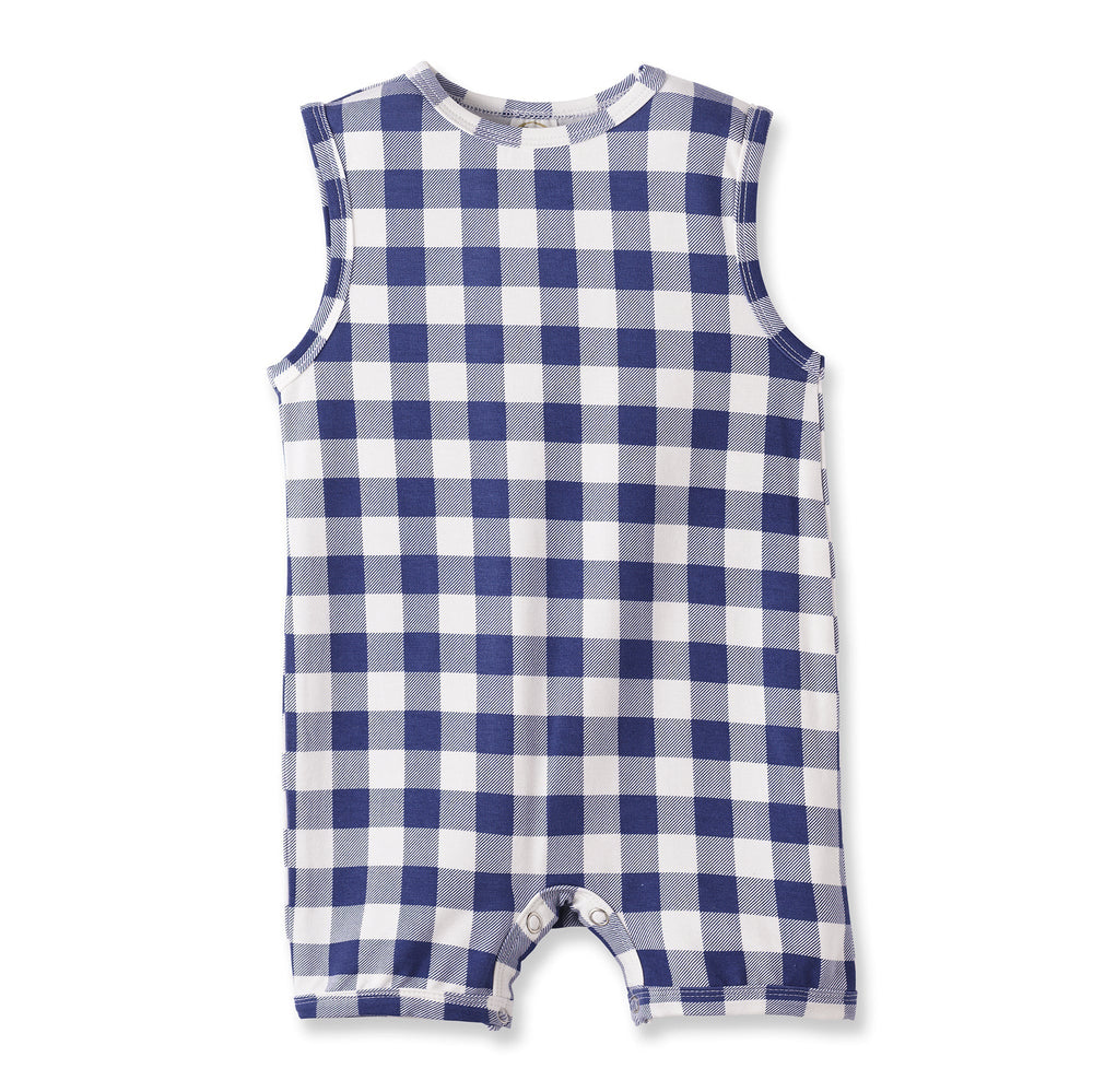 Picnic Plaid Soft Bamboo Sleeveless Baby Shortall Romper Tesa Babe