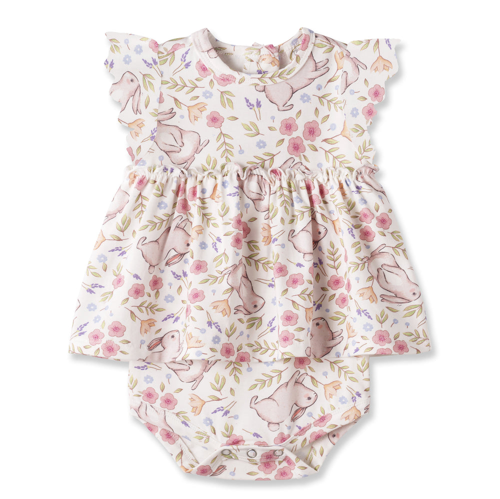 Bunny Blooms Baby Girl's Bamboo Skirted Bodysuit for Easter Tesa Babe