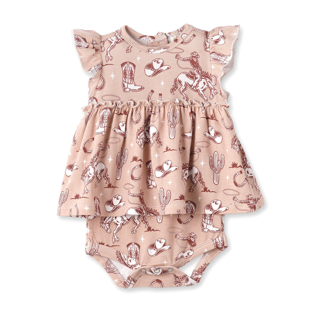 Wild Wrangler/Pink Bamboo Cowgirl Western Skirted Bodysuit Tesa Babe