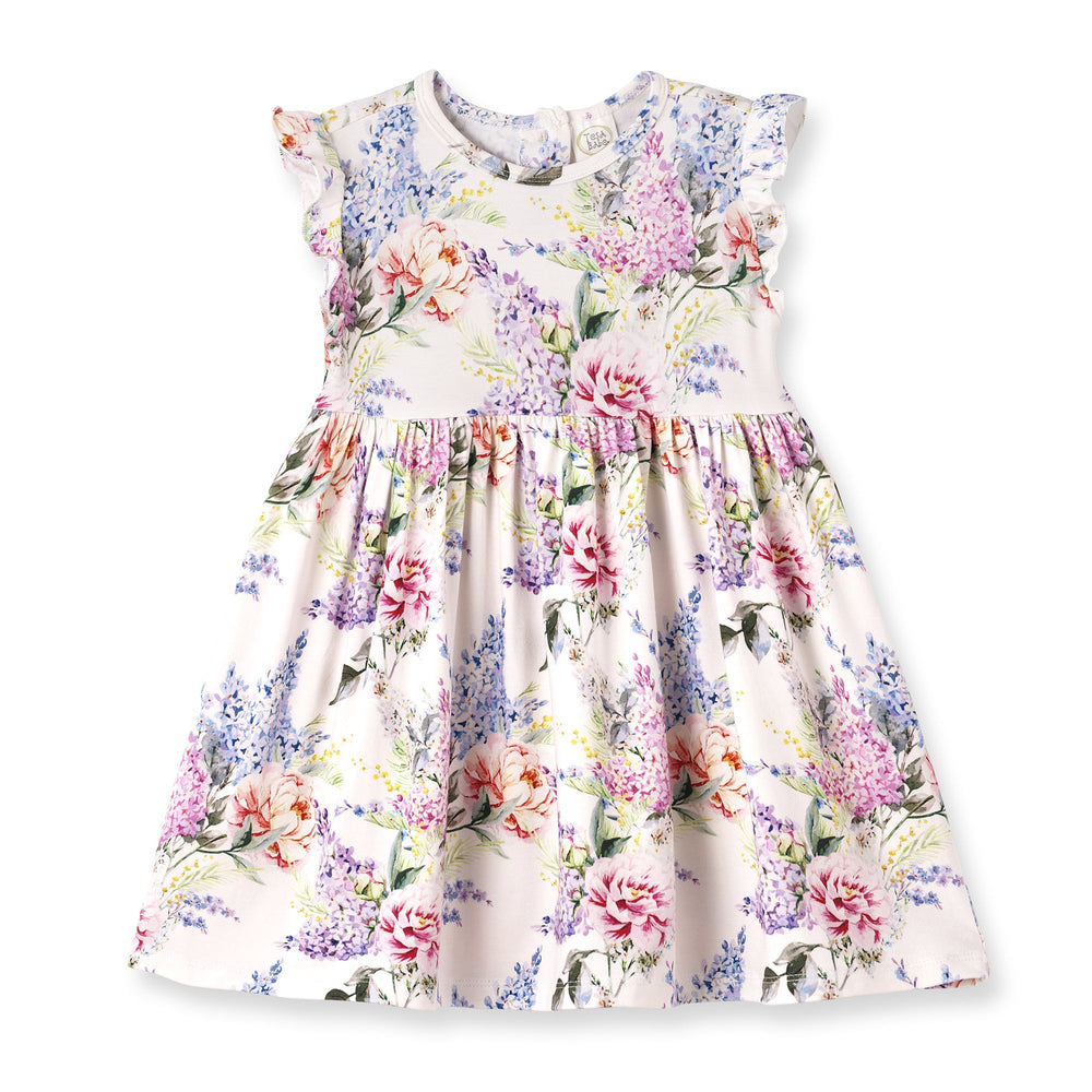Dream Blossom Bamboo Baby Toddler Dress -Watercolor Floral Tesa Babe