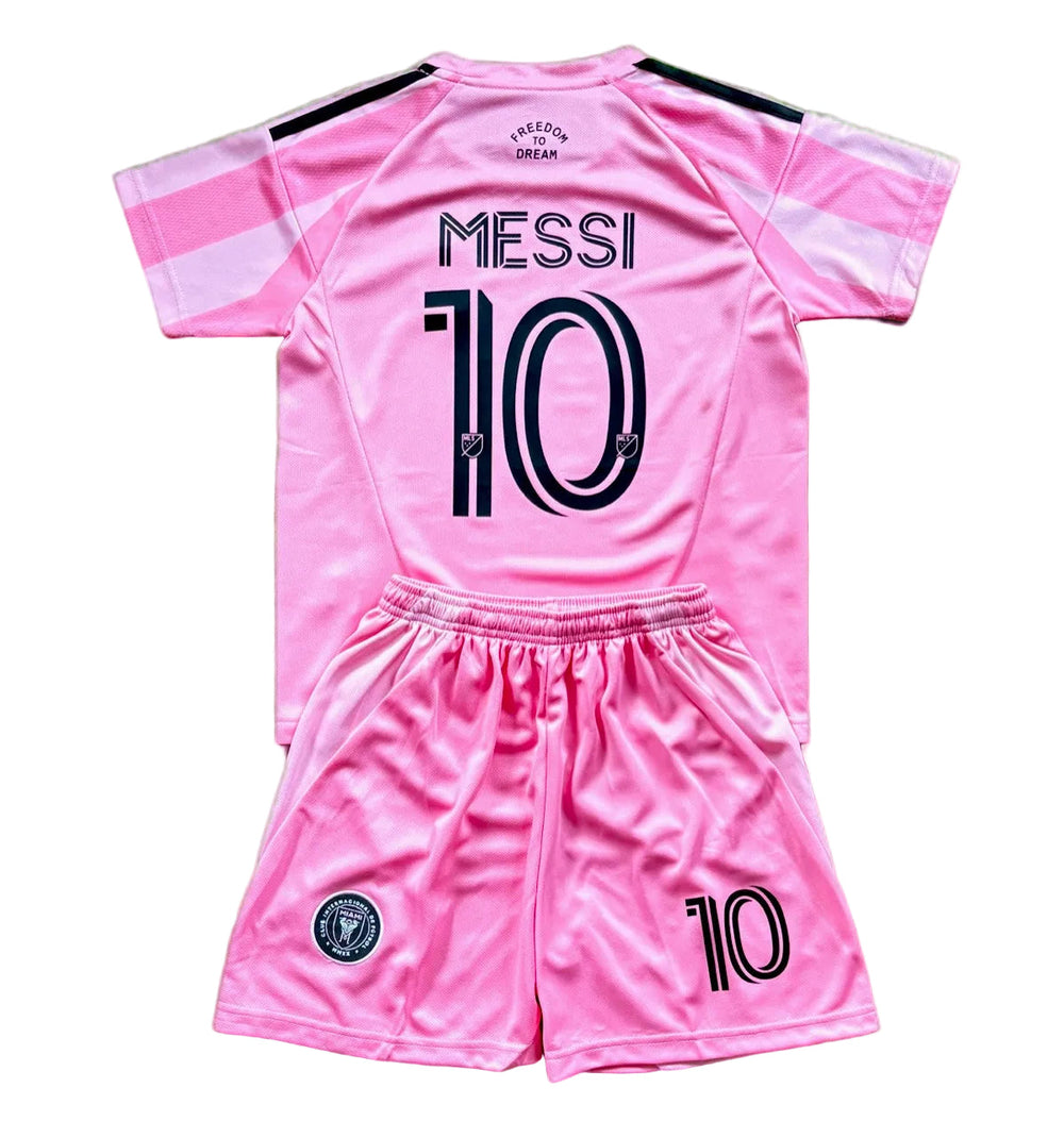 New Pink Lionel Messi Home Kids Soccer Jersey Pink Set of 2 | Toddler & Youth