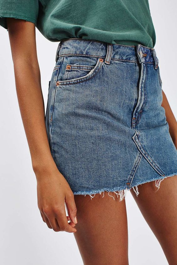 Cat Fringe Denim A line Overall Skirt