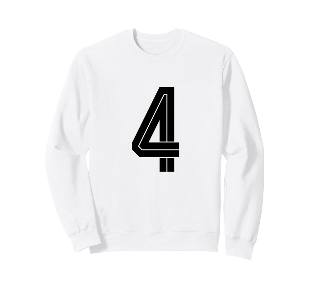 4 White Number 4 Sports Fan Soccer Sweatshirt - Minimalist Print Unisex