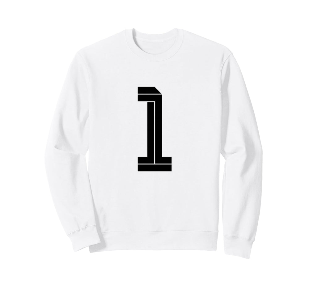 One White Number 1 Sports Fan Soccer Sweatshirt - Aesthetic Graphic Unisex
